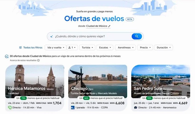 Google lanza “Ofertas de vuelos” para planificar viajes con IA